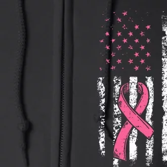 American Flag Back the Pink Breast Cancer Awareness Ribbon Full Zip Hoodie