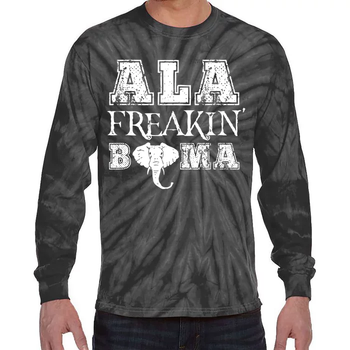 Ala Freakin Bama Funny Retro Alabama Gift Tie-Dye Long Sleeve Shirt