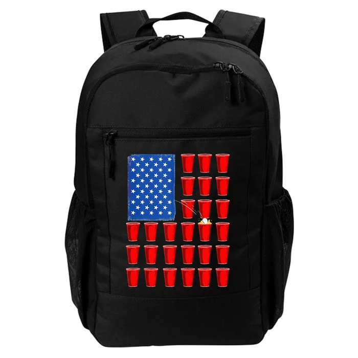 American Flag Beer Pong 4th Of July Drinking Daily Commute Backpack