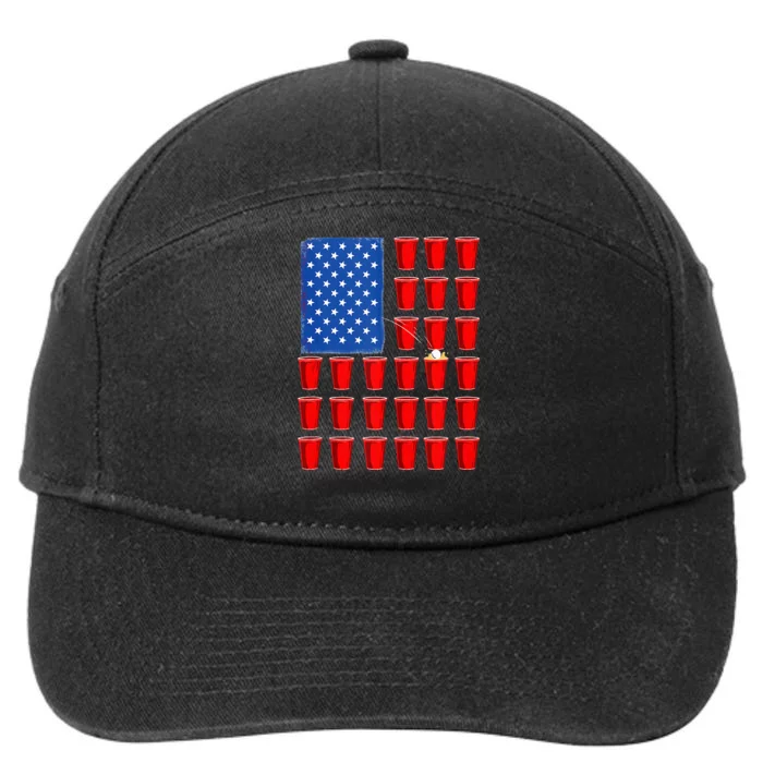 American Flag Beer Pong 4th Of July Drinking 7-Panel Snapback Hat