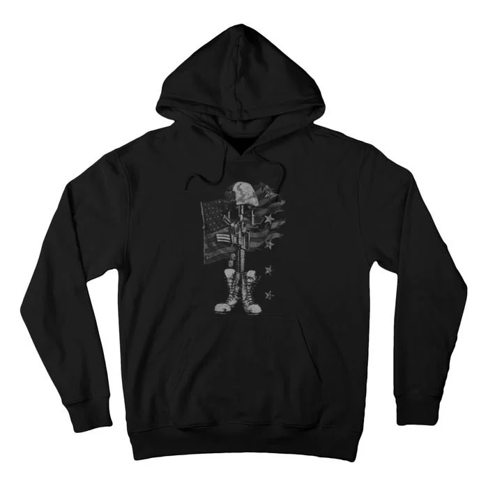 American Flag Battlefield Cross Tall Hoodie