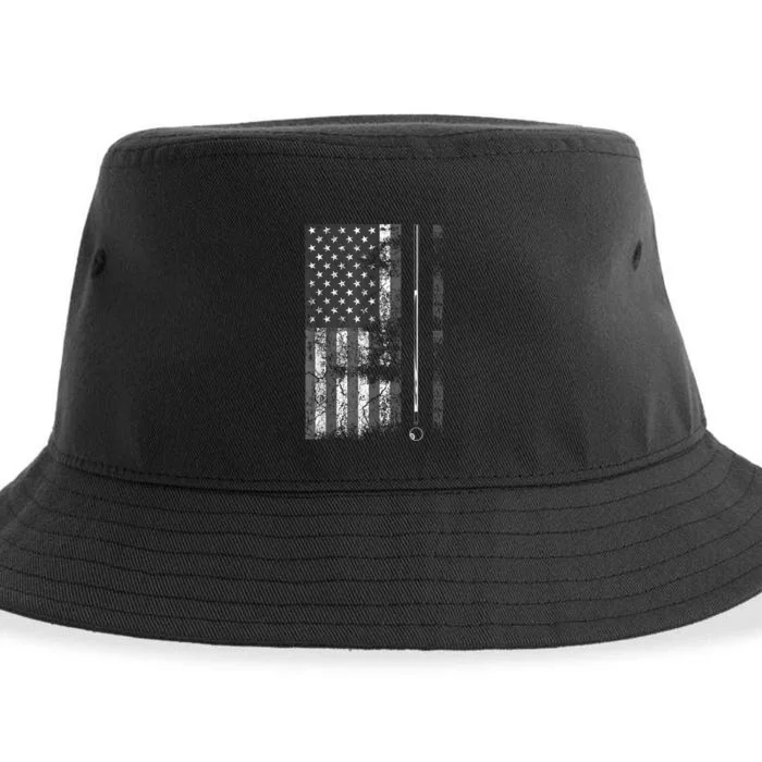 American Flag Billiard Stick Cute Table Game Funny USA Sustainable Bucket Hat