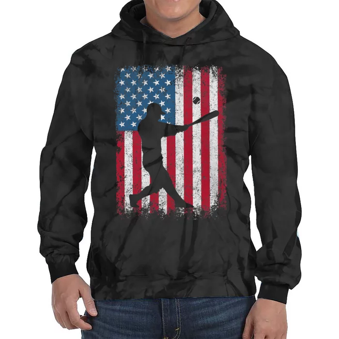 American Flag Baseball Team Funny Baseball Player Tie Dye Hoodie