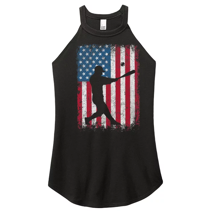 American Flag Baseball Team Funny Baseball Player Women’s Perfect Tri Rocker Tank