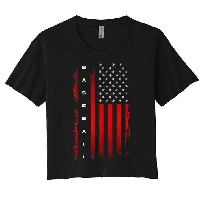 American Flag Baseball Apparel Baseball Women's Crop Top Tee