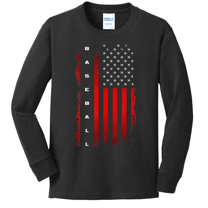 American Flag Baseball Apparel Baseball Kids Long Sleeve Shirt