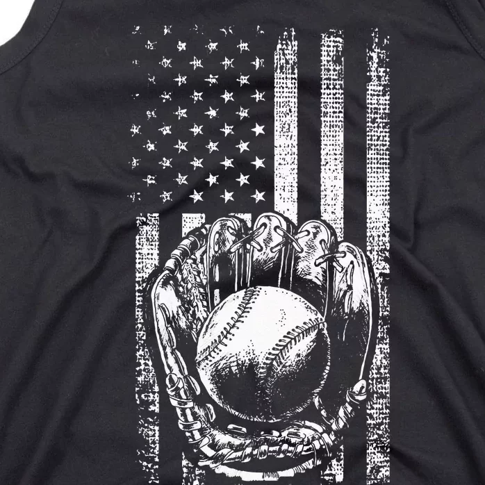 American Flag Baseball Catcher Men Baseball Tank Top