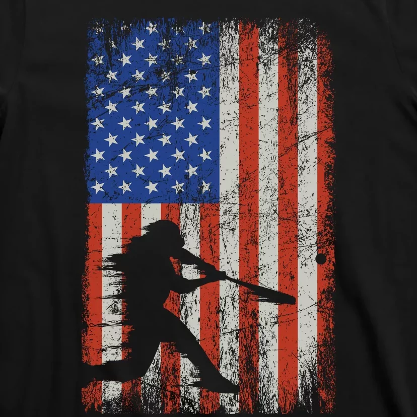 American Flag Baseball Team Gift T-Shirt