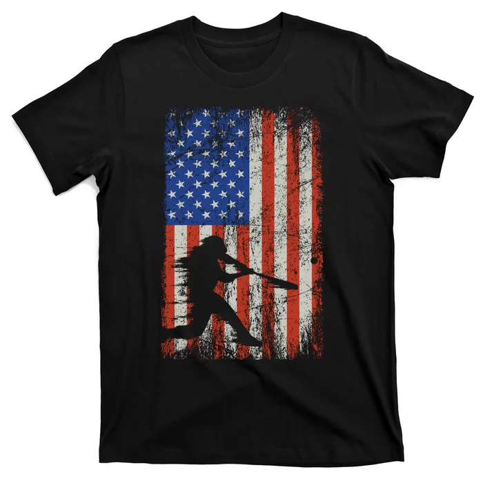 American Flag Baseball Team Gift T-Shirt