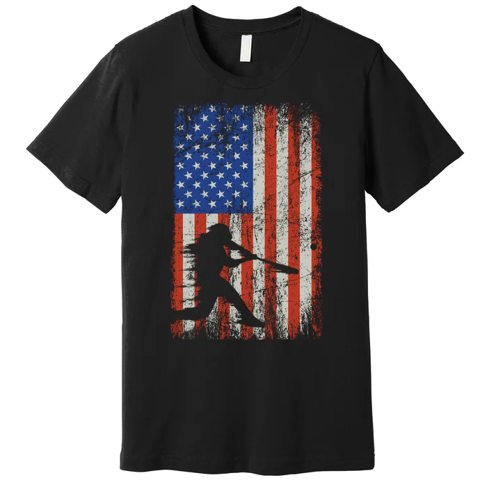 American Flag Baseball Team Gift Premium T-Shirt