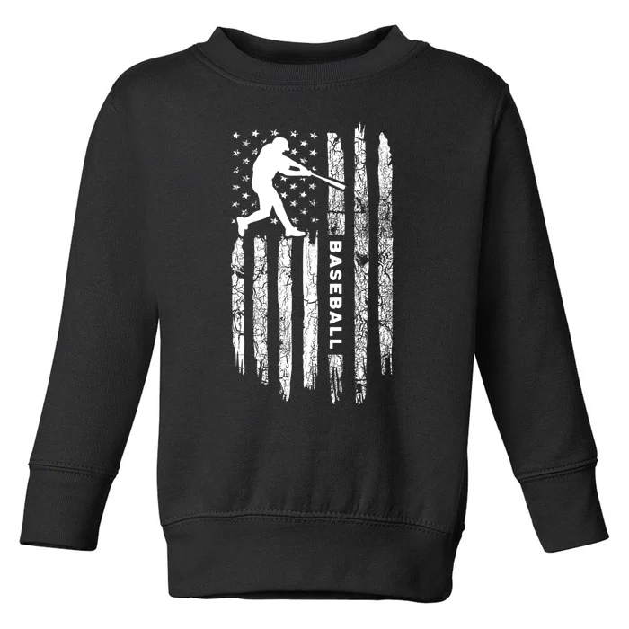 American Flag Baseball Apparel Vintage Baseball Toddler Sweatshirt