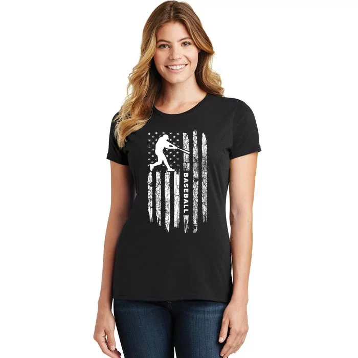 American Flag Baseball Apparel Vintage Baseball Women's T-Shirt