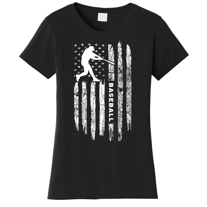 American Flag Baseball Apparel Vintage Baseball Women's T-Shirt