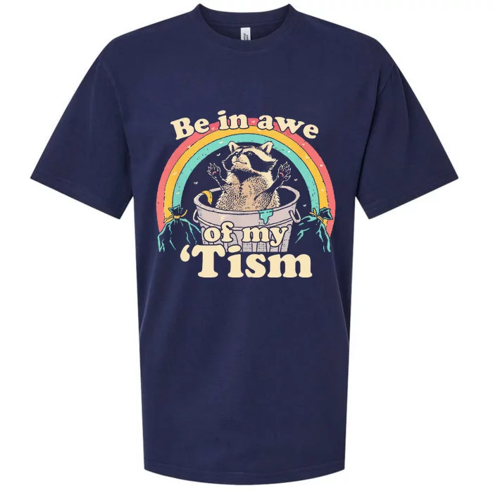 Autism Funny Be In Awe Of My Tism Meme Autistic Raccoon Sueded Cloud Jersey T-Shirt