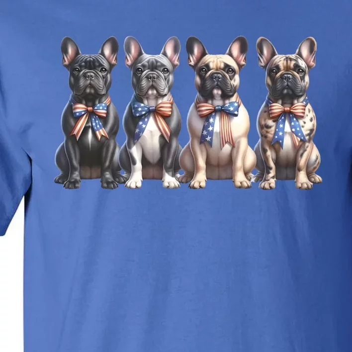 American Flag Bow French Bulldogs 4th Of July Dog Mom Meaningful Gift Tall T-Shirt