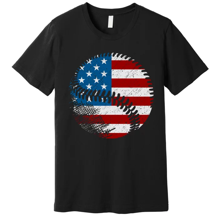 American Flag Baseball Baseball Premium T-Shirt