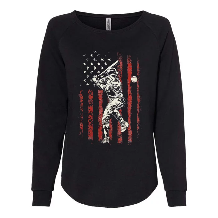 American Flag Baseball Team Gift Womens California Wash Sweatshirt