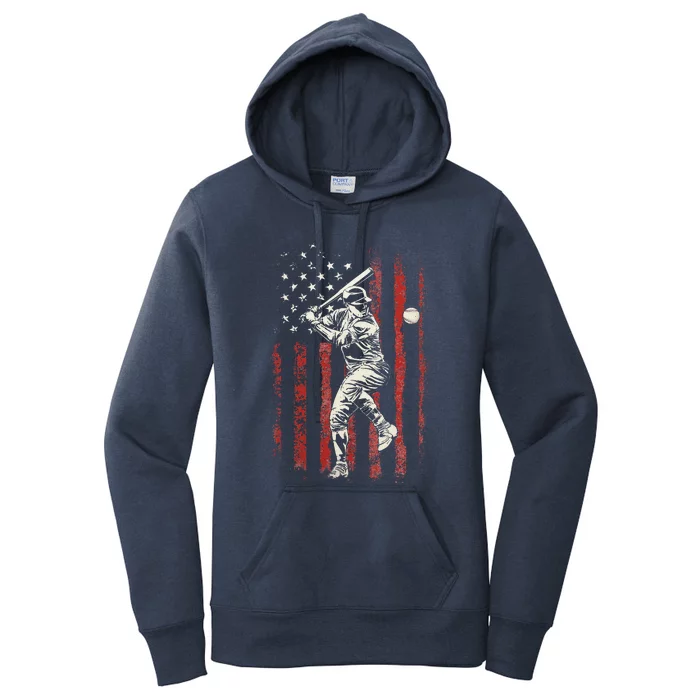 American Flag Baseball Team Gift Women's Pullover Hoodie