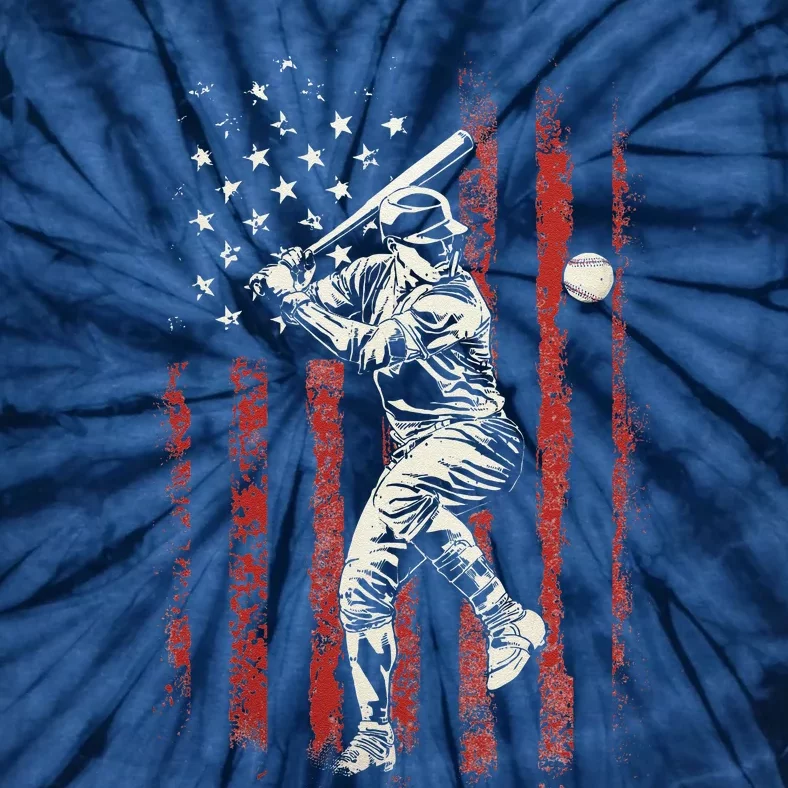 American Flag Baseball Team Gift Tie-Dye T-Shirt