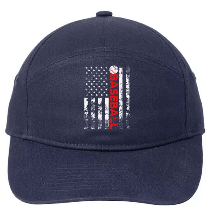 American Flag Baseball Team Gift 7-Panel Snapback Hat