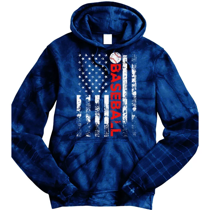 American Flag Baseball Team Gift Tie Dye Hoodie