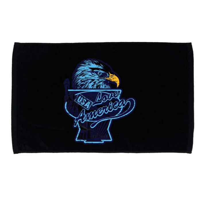 American Flag Bald Patriotic Eagle Distressed Design Gift Microfiber Hand Towel