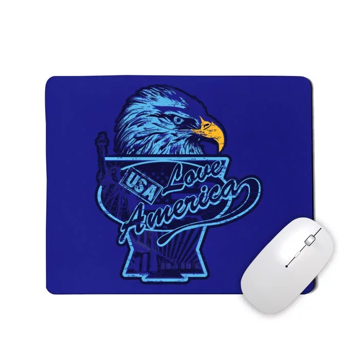 American Flag Bald Patriotic Eagle Distressed Design Gift Mousepad