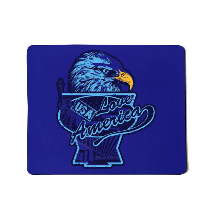 American Flag Bald Patriotic Eagle Distressed Design Gift Mousepad