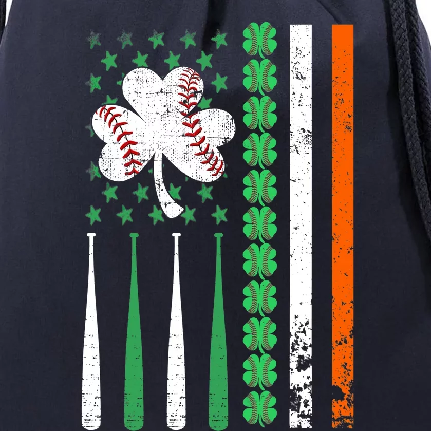 American Flag Baseball St Patricks Day Shamrock Lucky Clover Drawstring Bag