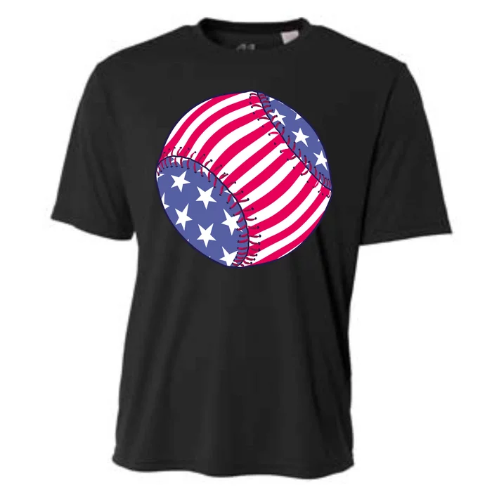 American Flag Baseball Lover Cooling Performance Crew T-Shirt