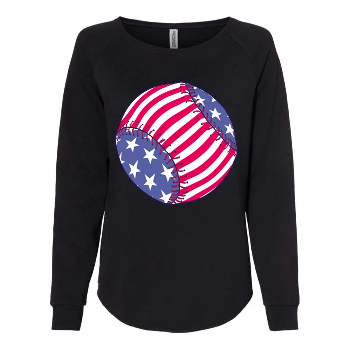 American Flag Baseball Lover Womens California Wash Sweatshirt