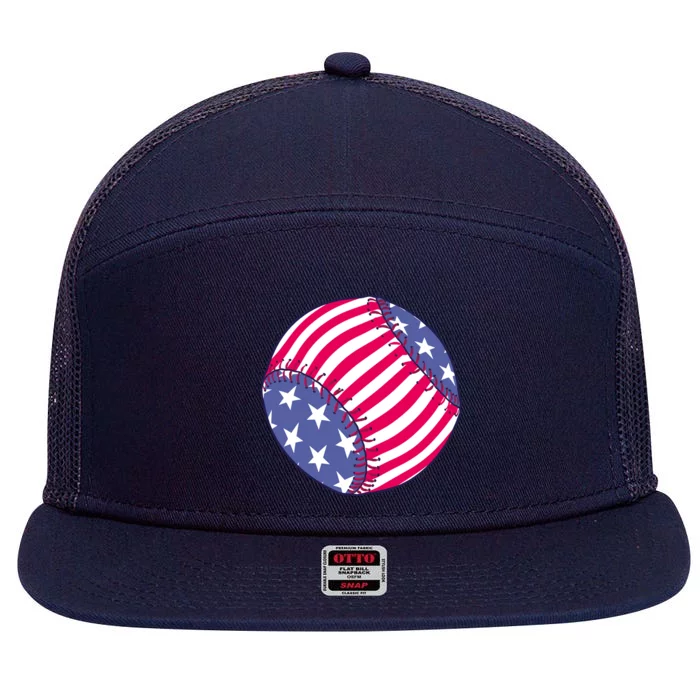 American Flag Baseball Lover 7 Panel Mesh Trucker Snapback Hat