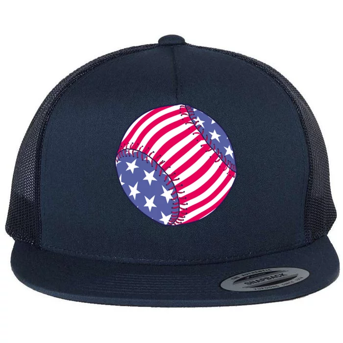 American Flag Baseball Lover Flat Bill Trucker Hat