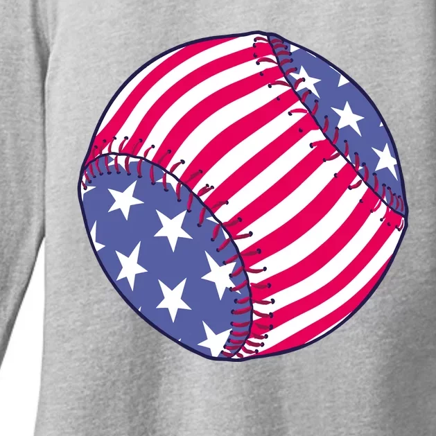 American Flag Baseball Lover Womens CVC Long Sleeve Shirt