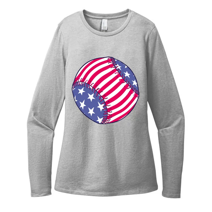 American Flag Baseball Lover Womens CVC Long Sleeve Shirt