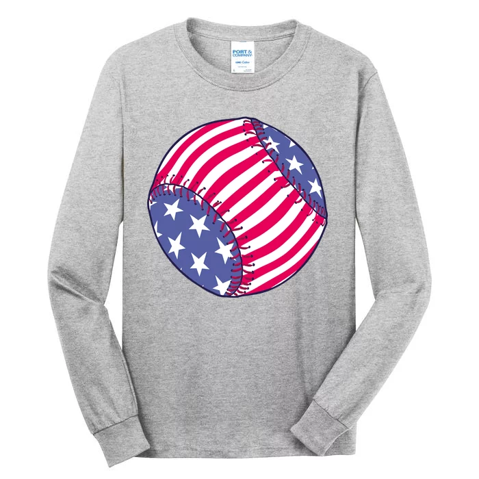 American Flag Baseball Lover Tall Long Sleeve T-Shirt