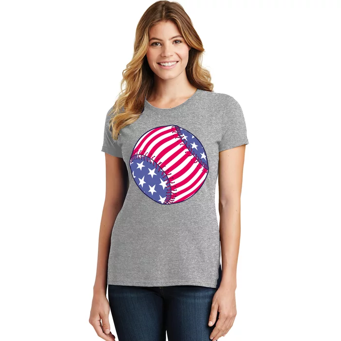 American Flag Baseball Lover Women's T-Shirt