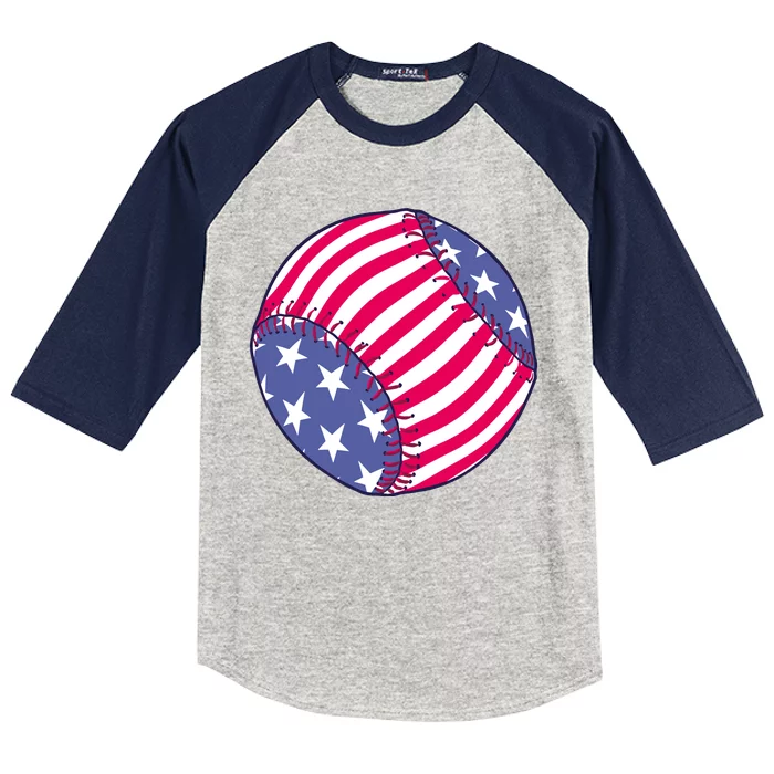 American Flag Baseball Lover Kids Colorblock Raglan Jersey