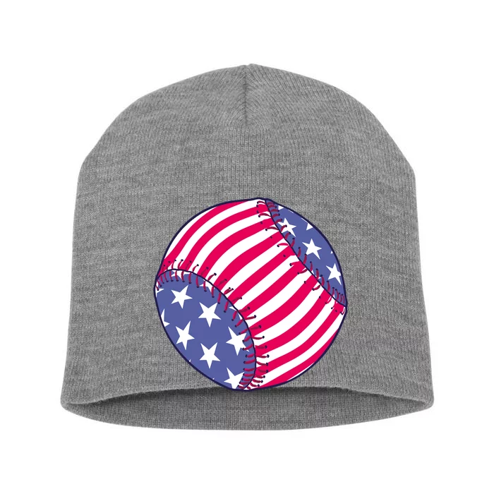 American Flag Baseball Lover Short Acrylic Beanie