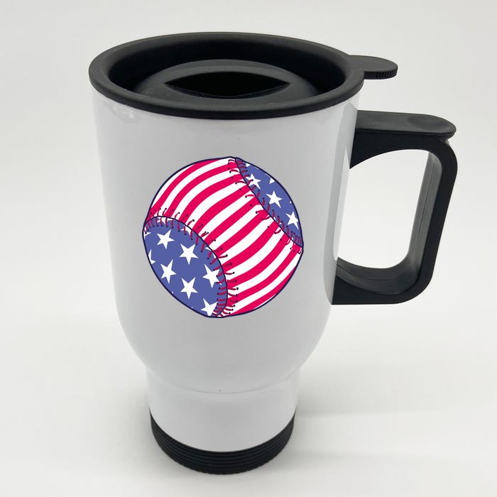 American Flag Baseball Lover Front & Back Stainless Steel Travel Mug