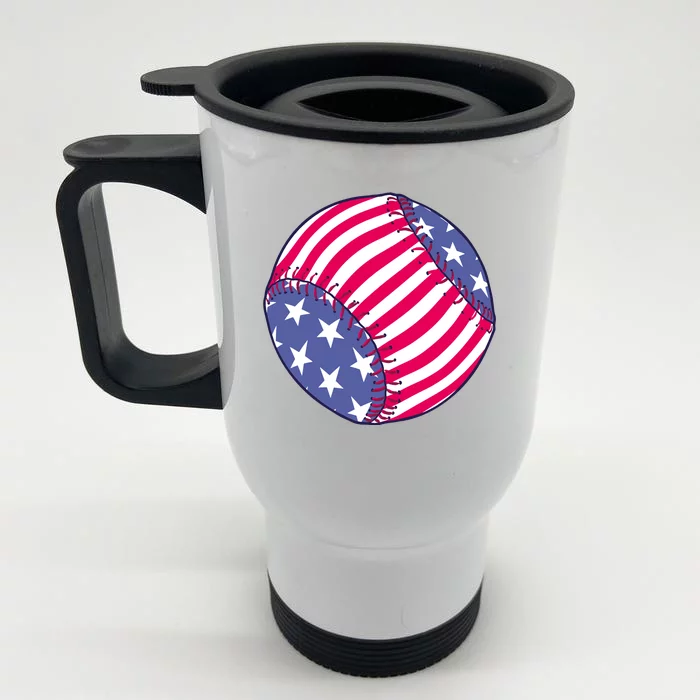 American Flag Baseball Lover Front & Back Stainless Steel Travel Mug