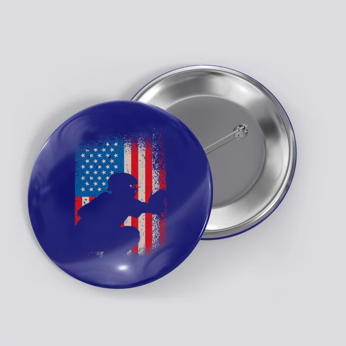 American Flag Baseball Catcher Design USA Flag Baseball Button