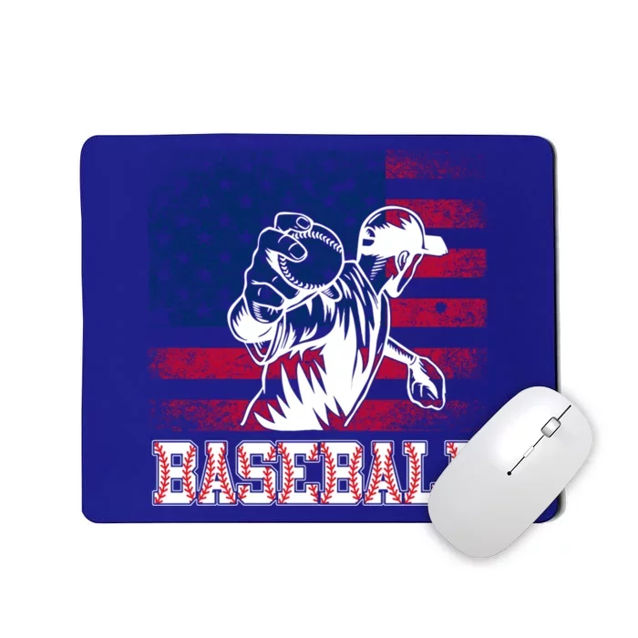 American Flag Baseball Player Batter Funny Game Day Gift Mousepad