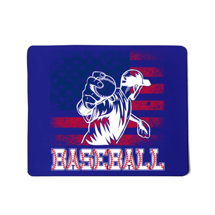 American Flag Baseball Player Batter Funny Game Day Gift Mousepad