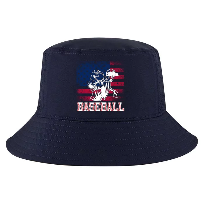 American Flag Baseball Player Batter Funny Game Day Gift Cool Comfort Performance Bucket Hat