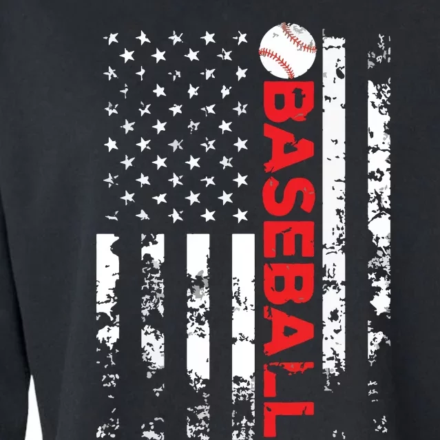 American Flag Baseball Team Gift Cropped Pullover Crew