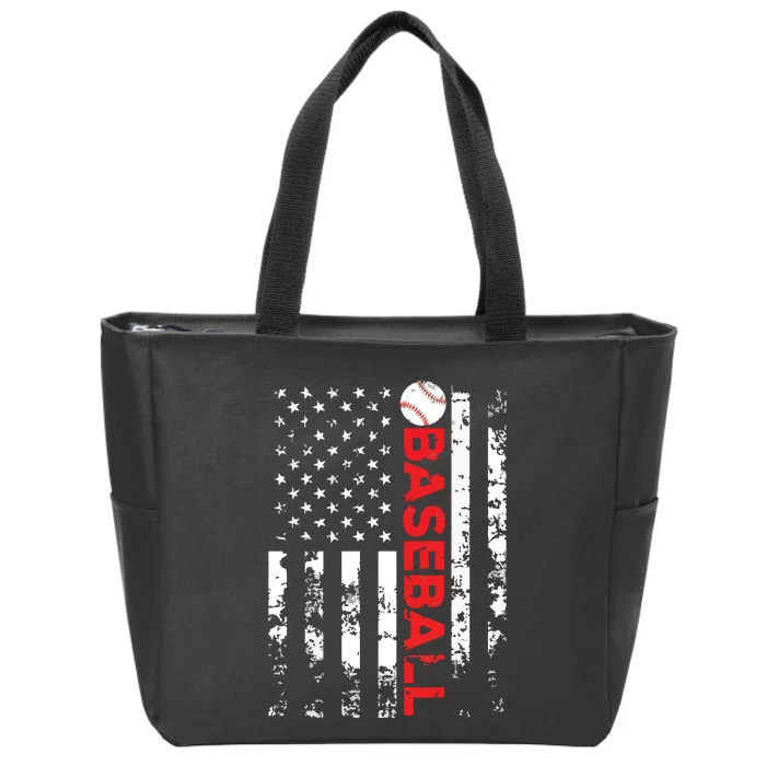 American Flag Baseball Team Gift Zip Tote Bag