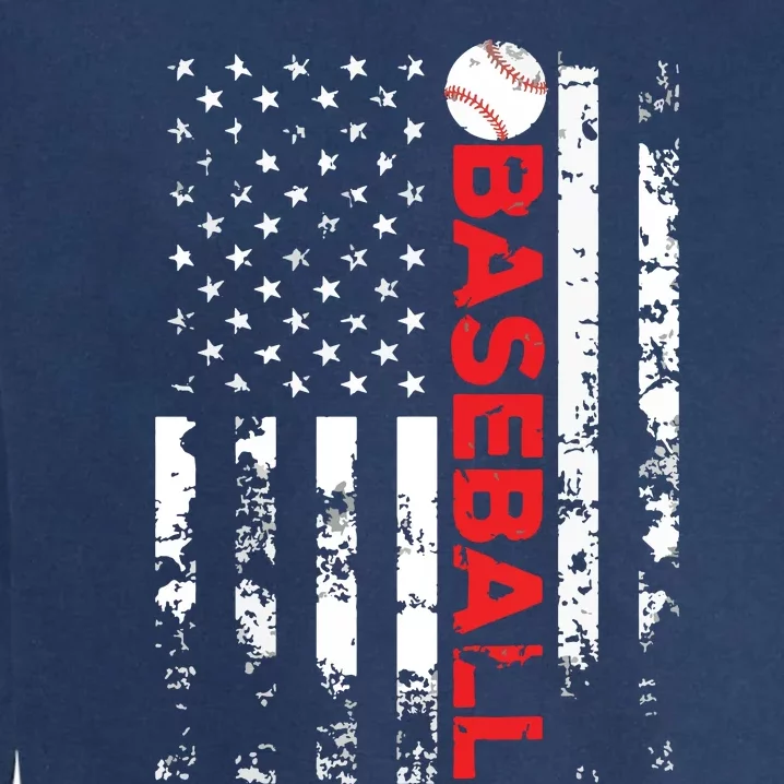 American Flag Baseball Team Gift Garment-Dyed Sweatshirt