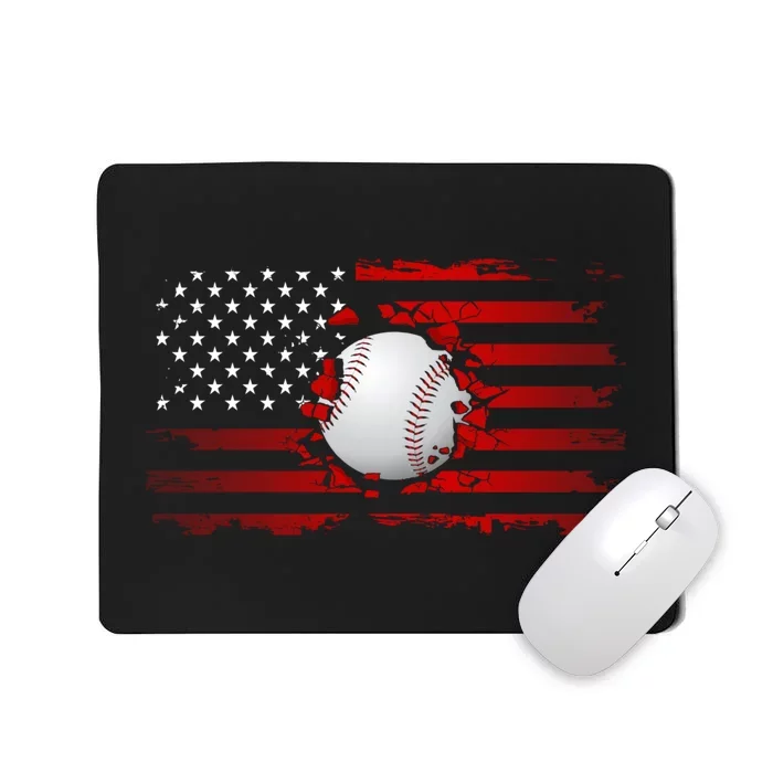 American Flag Baseball Baseball Mousepad