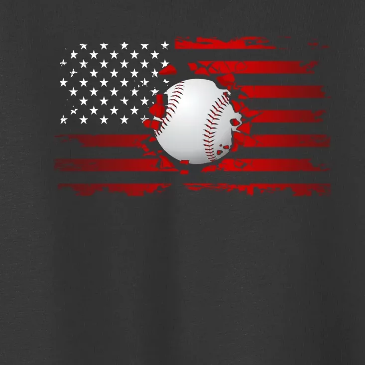 American Flag Baseball Baseball Toddler T-Shirt